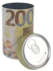 Mealheiro Lata Notas de Euro 6,5 x 11,5 cm - Nota de 200 €