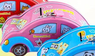 Mealheiro de Metal Carro com Cadeado - Rosa