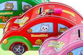 Mealheiro de Metal Carro com Cadeado - Vermelho