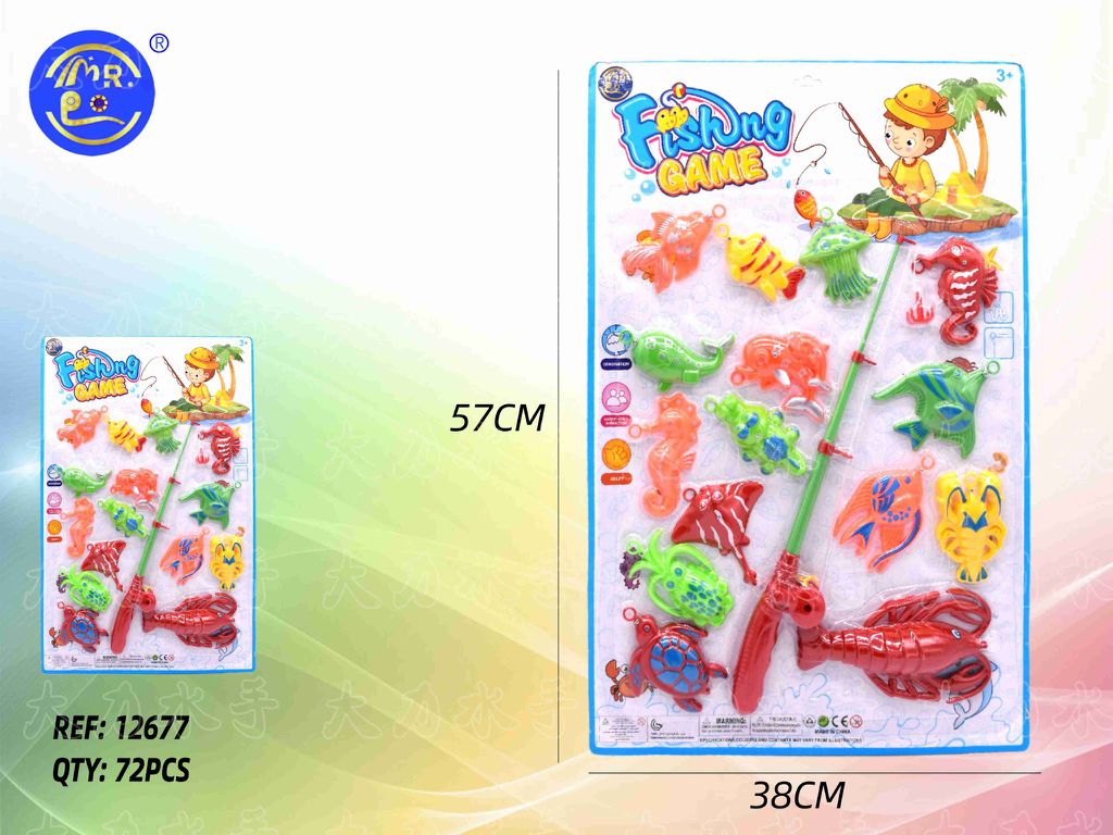 Blister de Pesca com Cana e Animais Marinhos 57 x 38 x 4 Cm
