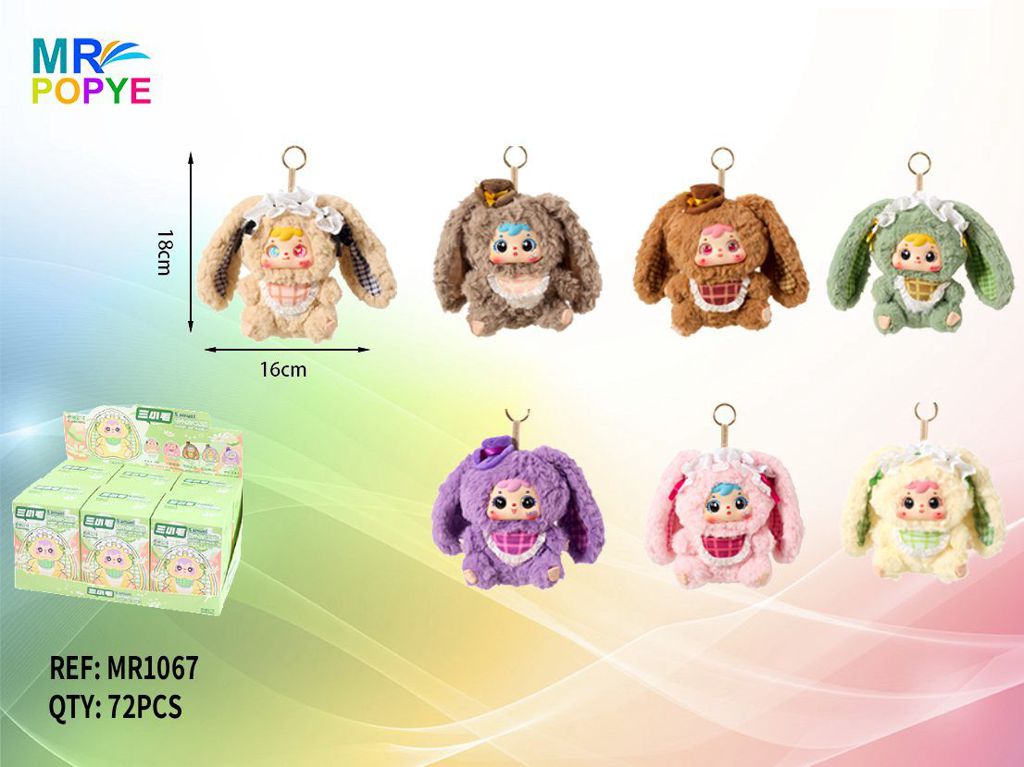 Peluche Porta-Chaves Caixa Surpresa Família Coelho