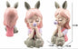 Figura Decorativa Menina com Orelhas de Coelho Cinzentas e Gatinho Cinzento