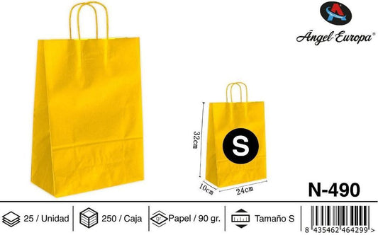 Pack 24 Sacos de Papel Amarelo S 24 x 32 x 10 Cm