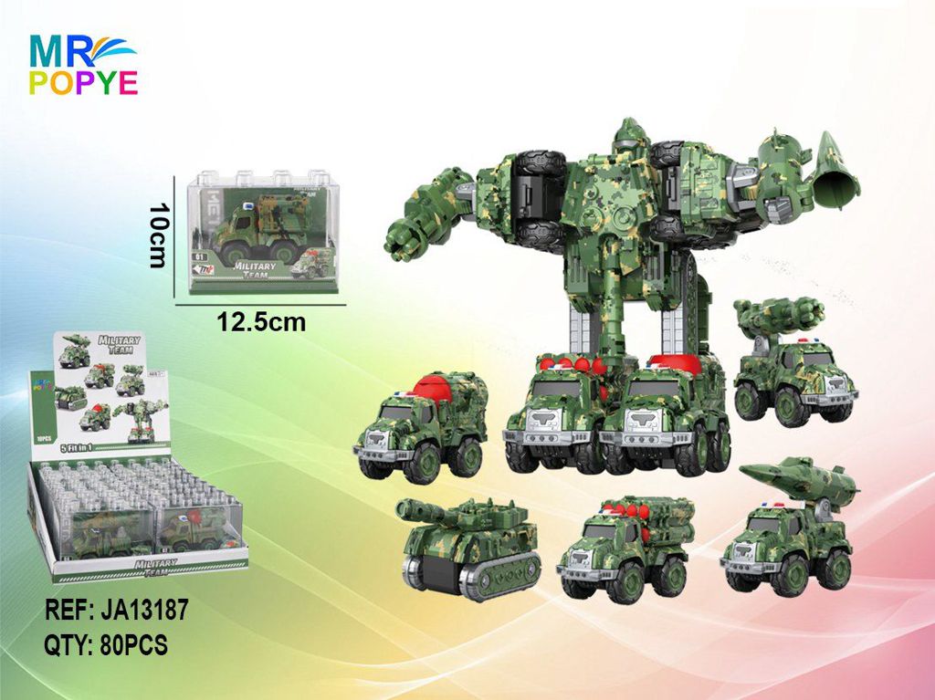 Robô 5 em 1 Metálico Militar