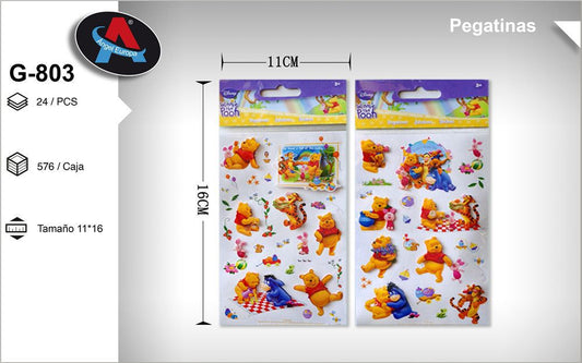 Autocolantes 3D em PVC Tema Winnie the Pooh 11 x 16 Cm