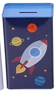 Mealheiro de Metal Retangular Infantil 9 x 6 x 17 cm - Foguetão