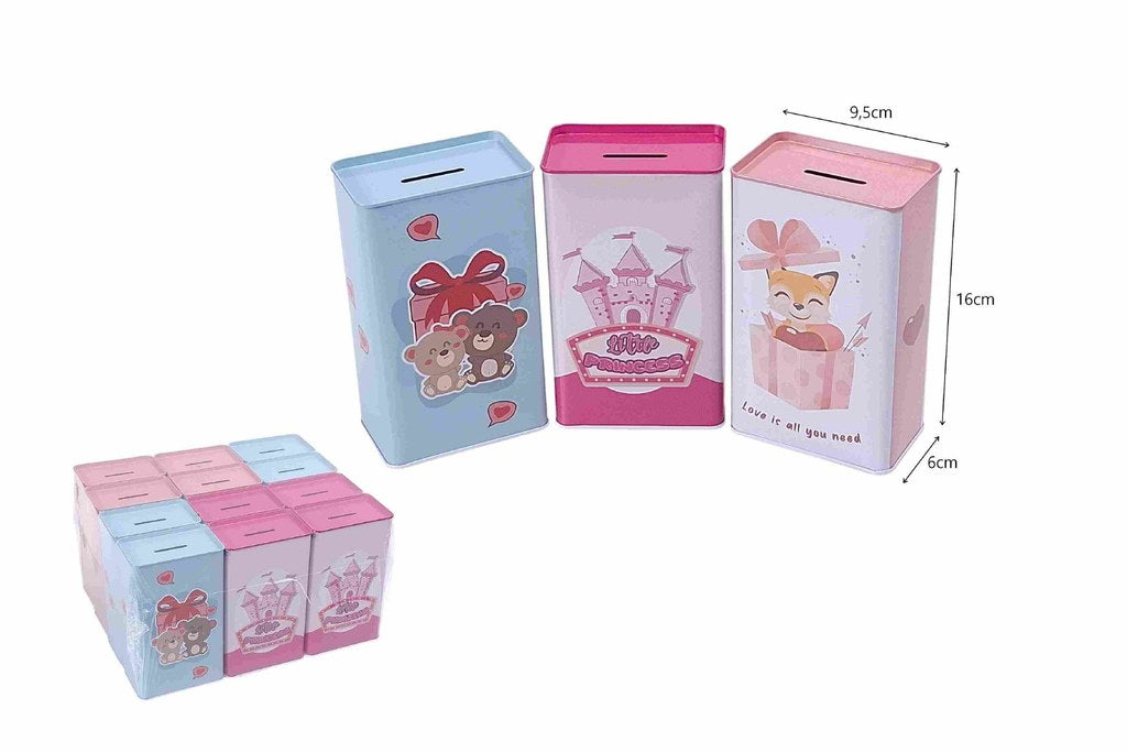 Mealheiro de Metal Retangular Infantil 9 x 6 x 17 cm