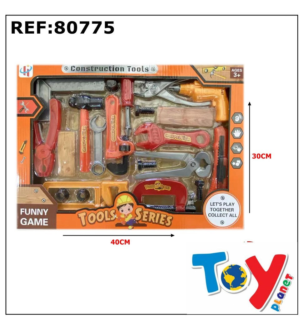 Conjunto de Ferramentas de Construção em Caixa 40 x 30 Cm