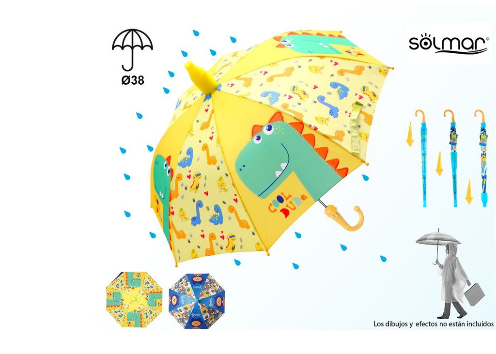 Guarda-Chuva Infantil Automático Dinossauro 38 Cm (Sortido)