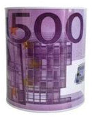 Mealheiro de Metal Notas de Euro 13 x 15 cm - Nota de 500 €