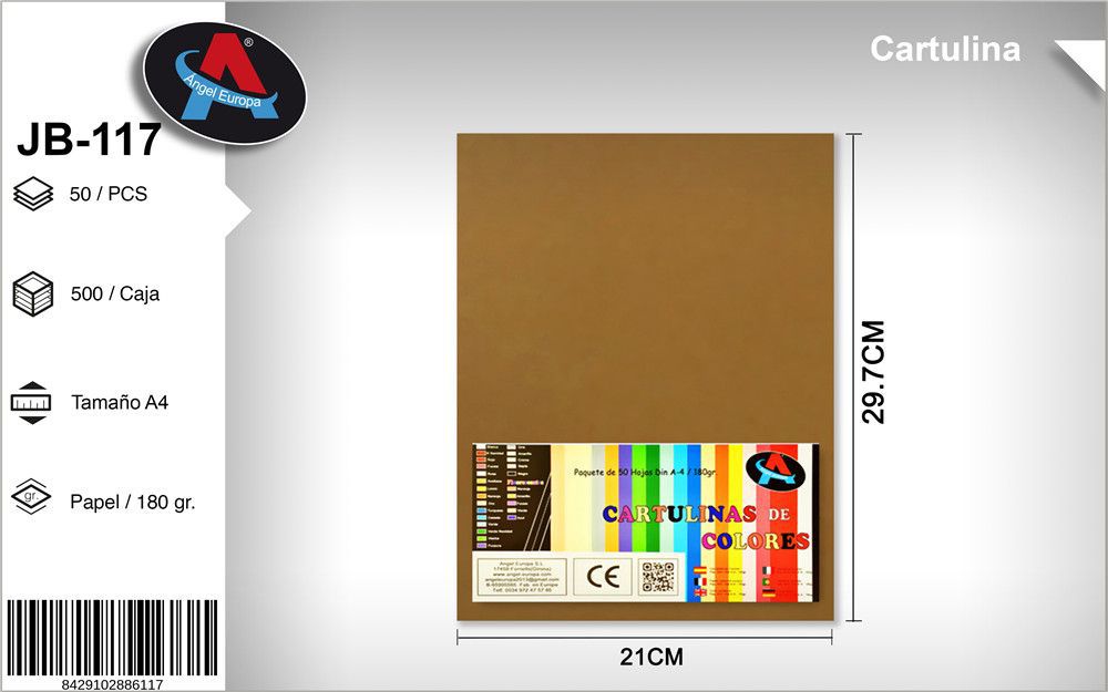 Pack 50 Cartolinas A4 Castanho