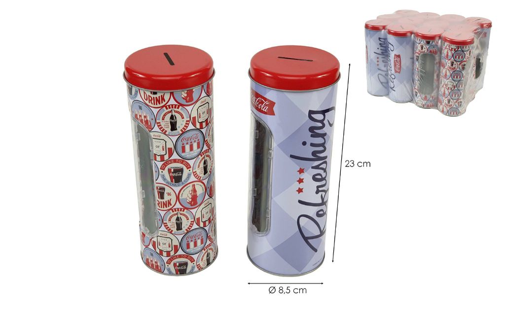 Mealheiro Lata de Metal Tema Coca-Cola 8,5 x 23 cm