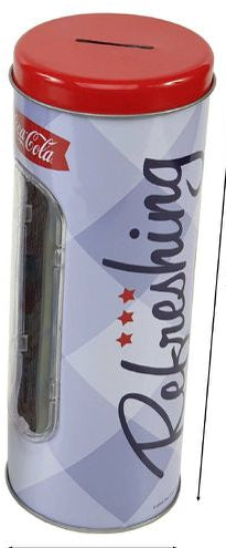 Mealheiro Lata de Metal Tema Coca-Cola 8,5 x 23 cm - Refreshing
