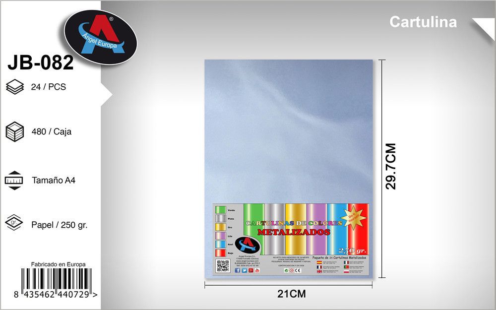 Pack 24 Cartolinas Metalizadas A4 Prateado