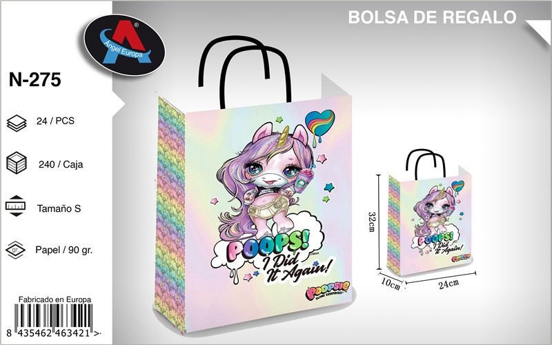 Pack 24 Sacos de Presente Tema Poopsie S 24 x 32 x 10 Cm