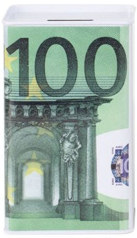 Mealheiro de Metal Retangular Notas de Euro 9 x 6 x 17 cm - Nota de 100 €