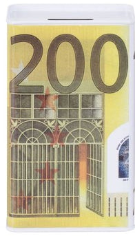 Mealheiro de Metal Retangular Notas de Euro 9 x 6 x 17 cm - Nota de 200 €