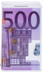 Mealheiro de Metal Retangular Notas de Euro 9 x 6 x 17 cm - Nota de 500 €