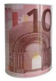 Mealheiro de Metal Notas de Euro 14 x 20 cm - Nota de 10 €