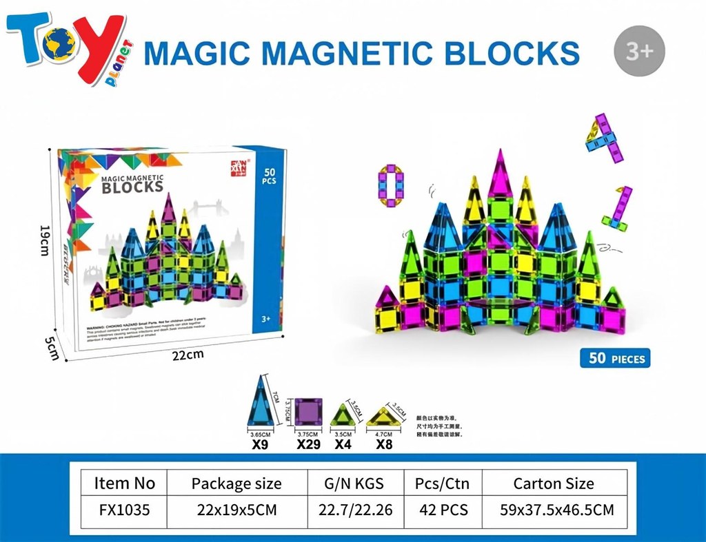 Blocos Magnéticos Mágicos 50 Peças