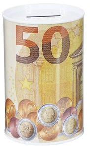 Mealheiro de Metal Notas de Euro 8 x 12,5 cm - Nota de 50 €
