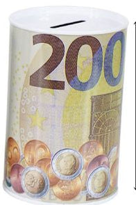 Mealheiro de Metal Notas de Euro 8 x 12,5 cm - Nota de 200 €