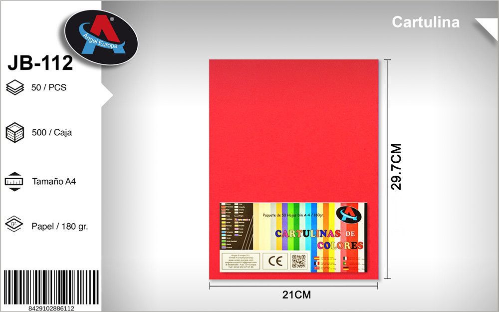 Pack 50 Cartolinas A4 Vermelho