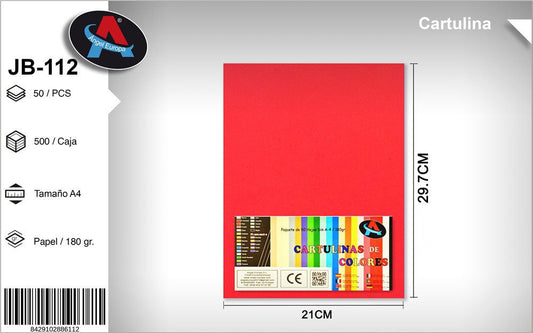 Pack 50 Cartolinas A4 Vermelho