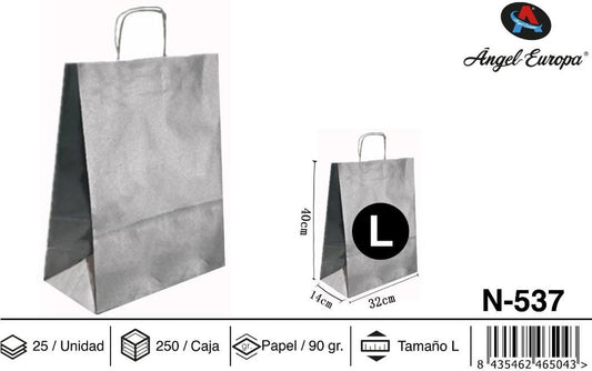 Pack 25 Sacos de Papel Prateado L 32 x 40 x 14 Cm