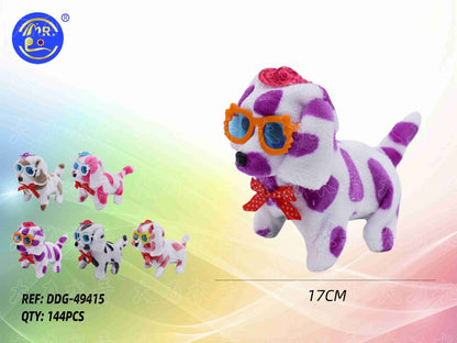 Cão Malhado de Peluche com Chapéu e Óculos