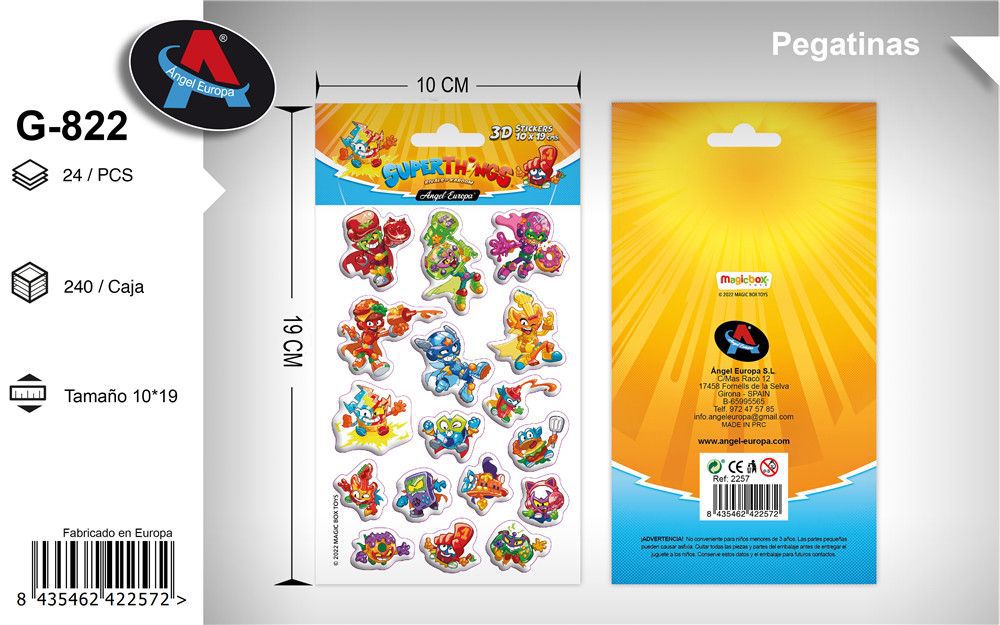 Autocolantes 3D Tema SuperThings 10 x 19 Cm (Modelo 2)