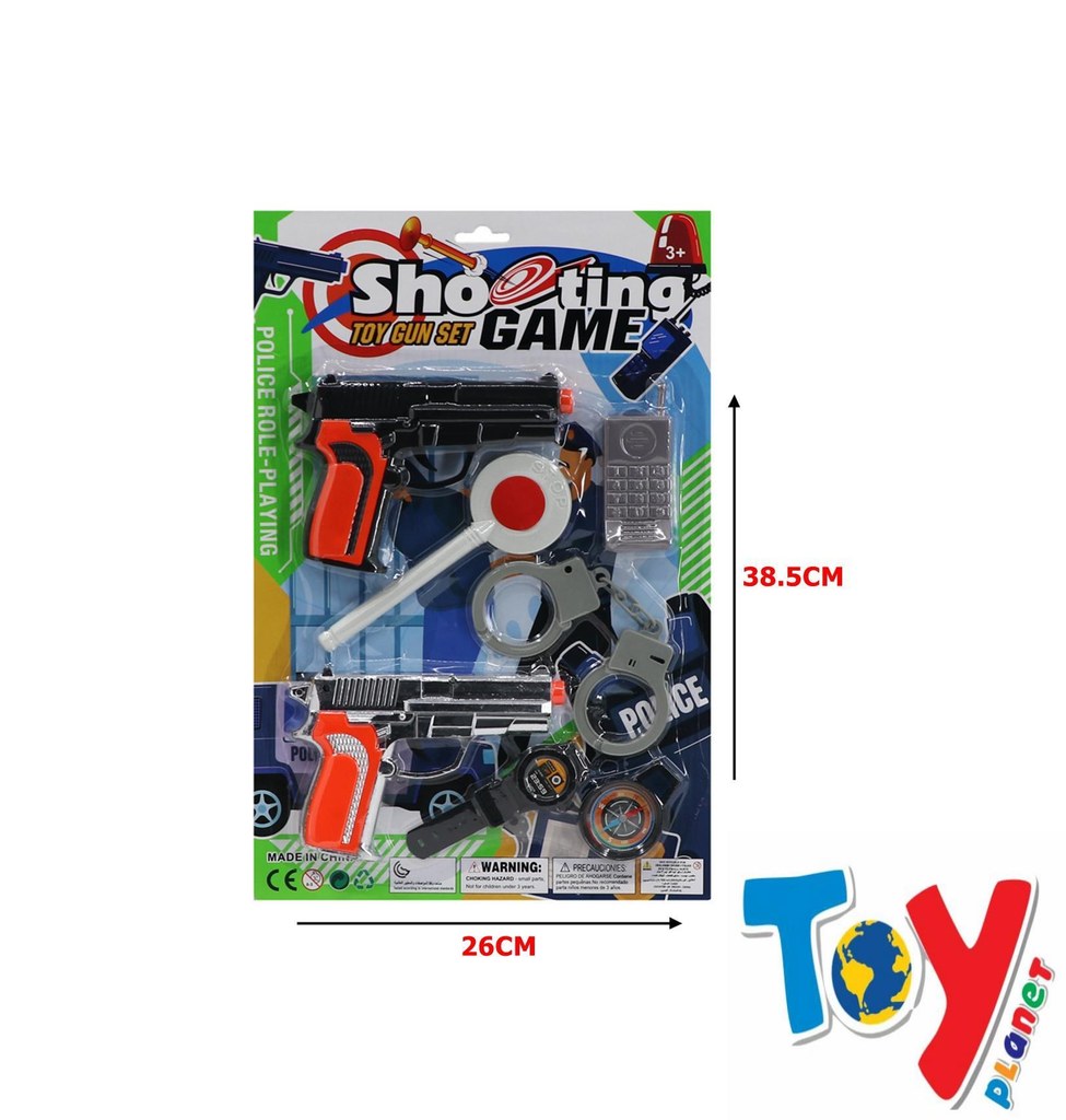 Conjunto de Polícia Shooting Game com 2 Pistolas 38,5 x 26 Cm