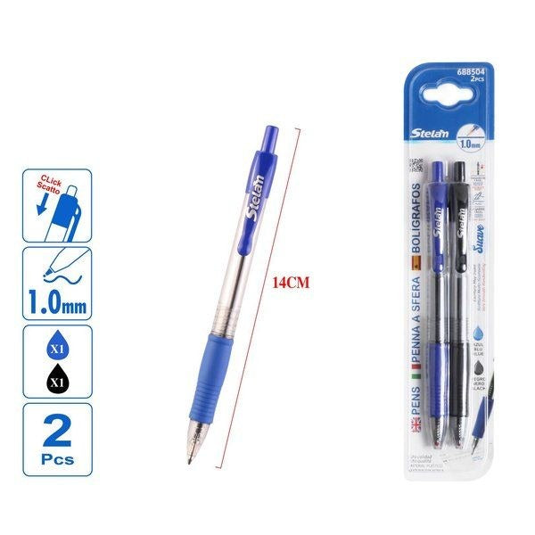 Caneta Esferográfica Azul/Preta 1.0mm (2 unidades)