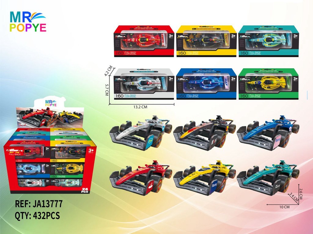 Carro de Fórmula 1 Pull Back 1:60