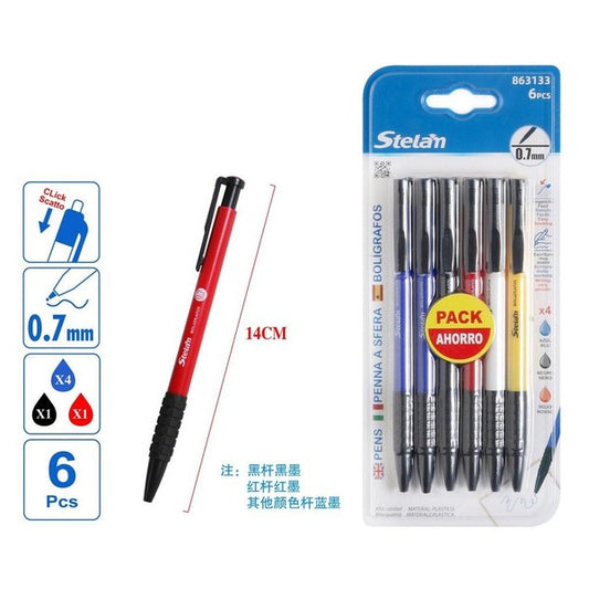 Caneta Esferográfica 0.7mm (6 unidades)