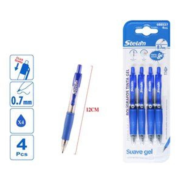 Caneta Esferográfica em Gel 0.7 mm (4 unidades)