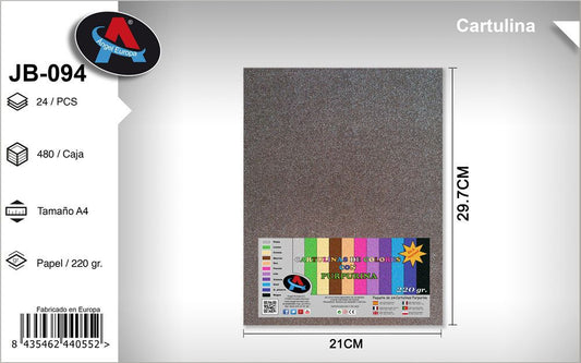 Pack 24 Cartolinas com Purpurina A4 Castanho