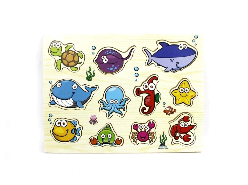 Puzzle de Madeira Animais Marinhos 30 x 23 Cm