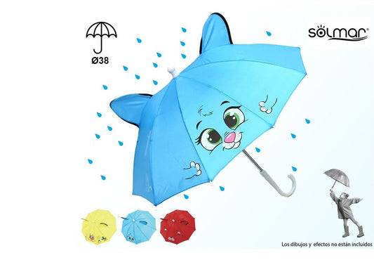 Guarda-Chuva Infantil Automático com Orelhas 38 Cm (Sortido)