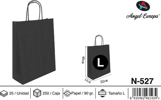 Pack 25 Sacos de Papel Preto L 32 x 40 x 14 Cm