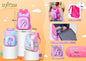 Mochila Escolar Infantil Rosa, Rosa Choque e Roxo (Modelo 4)
