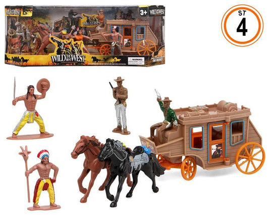 Conjunto Índios e Cowboys com Diligência 32 x 12 Cm