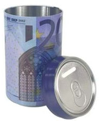 Mealheiro Lata Notas de Euro 6,5 x 12 cm - Nota de 20 €