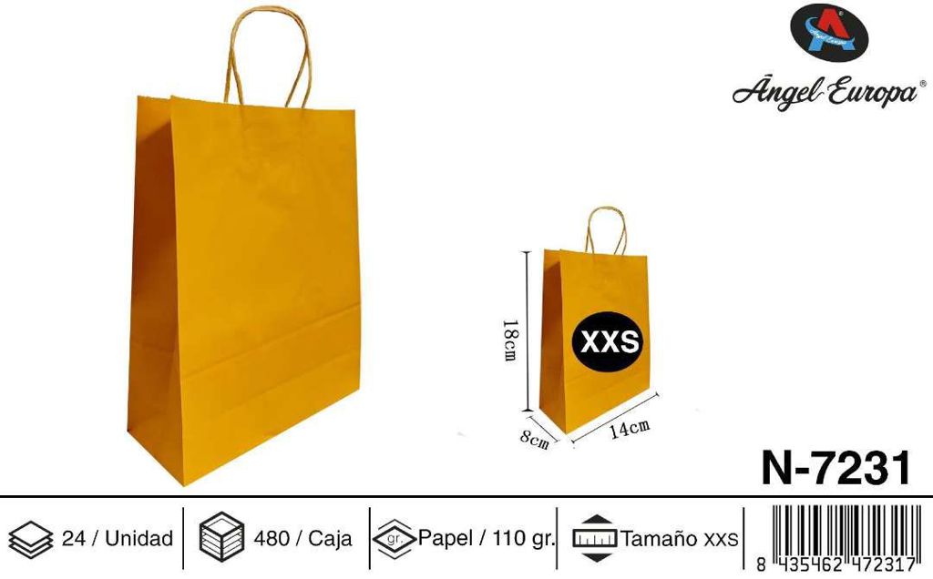 Pack 24 Sacos de Papel Dourado XXS 14 x 18 x 8 Cm