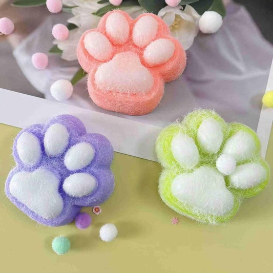 Squishy Pata de Gato Felpuda com Pompons