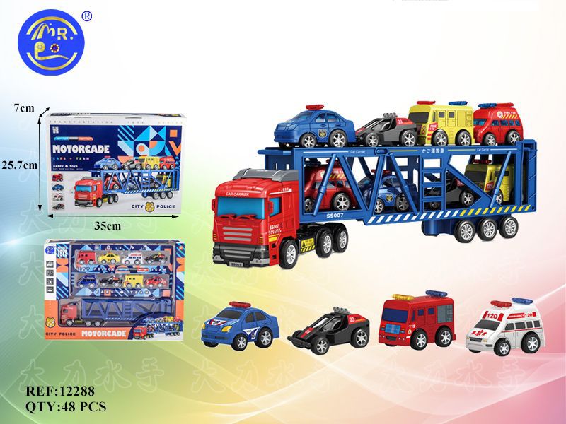 Contentor com Camião e 8 Carros de Polícia