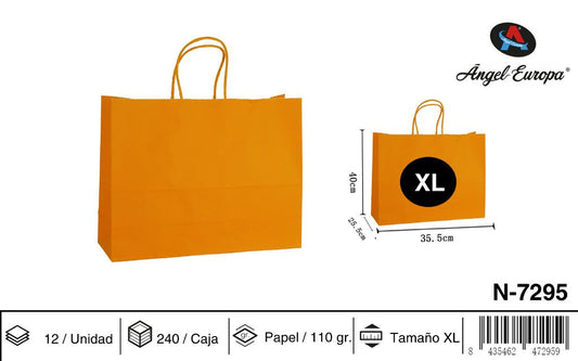 Pack 12 Sacos de Papel Laranja Escuro XL 35,5 x 40 Cm