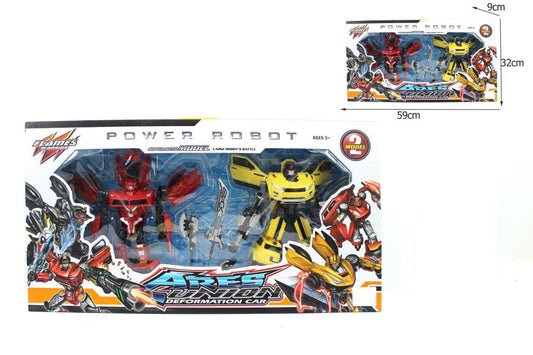 Conjunto 2 Robôs Transformáveis Power Robot 59 x 32 Cm