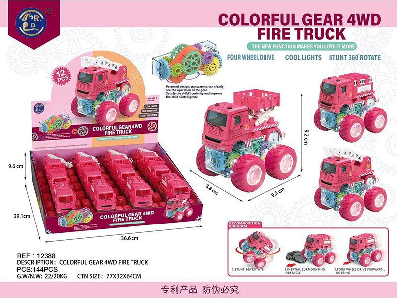 Camião de Bombeiros 4x4 de Engrenagens com Luzes (Modelo 2)
