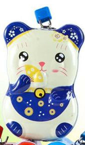 Mealheiro de Metal Gato da Sorte com Cadeado - Azul Escuro